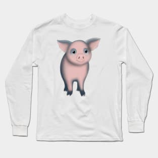 Cute Pig Drawing Long Sleeve T-Shirt
